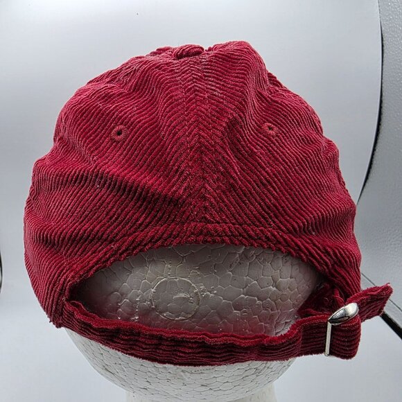 Coca Cola Multicolor Logo Corduroy Baseball Cap Adjustable Burgundy Cotton Hat - Picture 3 of 10